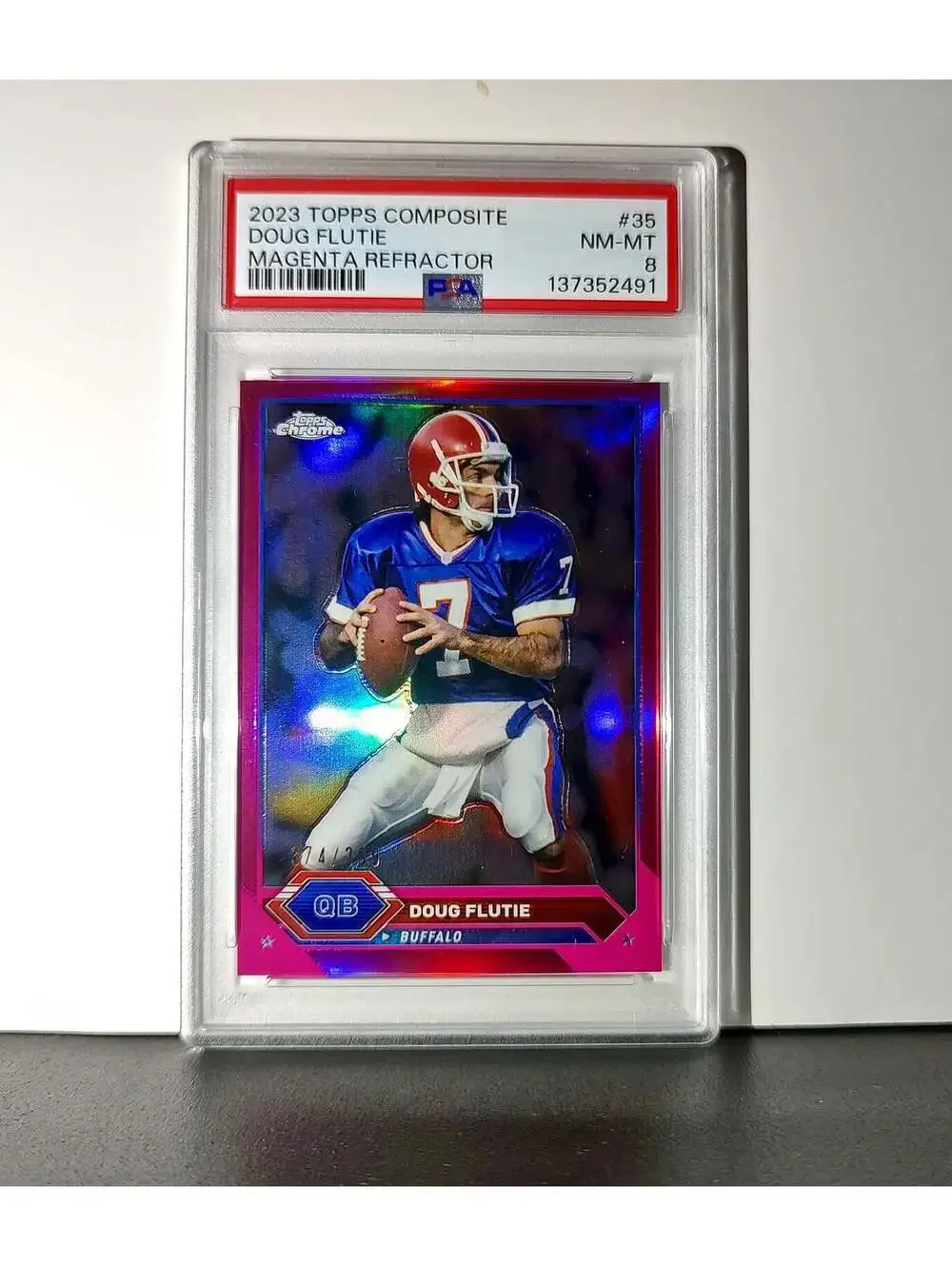 Doug Flutie 2023 Topps Chrome #35 Magenta Refractor 374/399 PSA 8 NM-MT